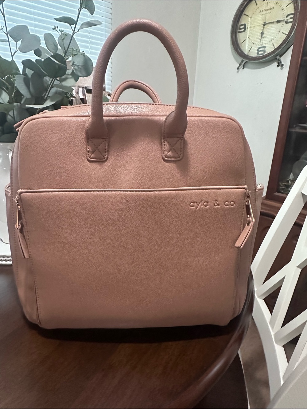 Ayla  & co mauve Vegan Leather diaper Tote/Backpack carry it several ways !